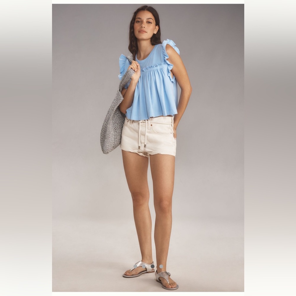 NWT Maeve Blue Ruffled Sleeveless Top - Picture 2 of 8